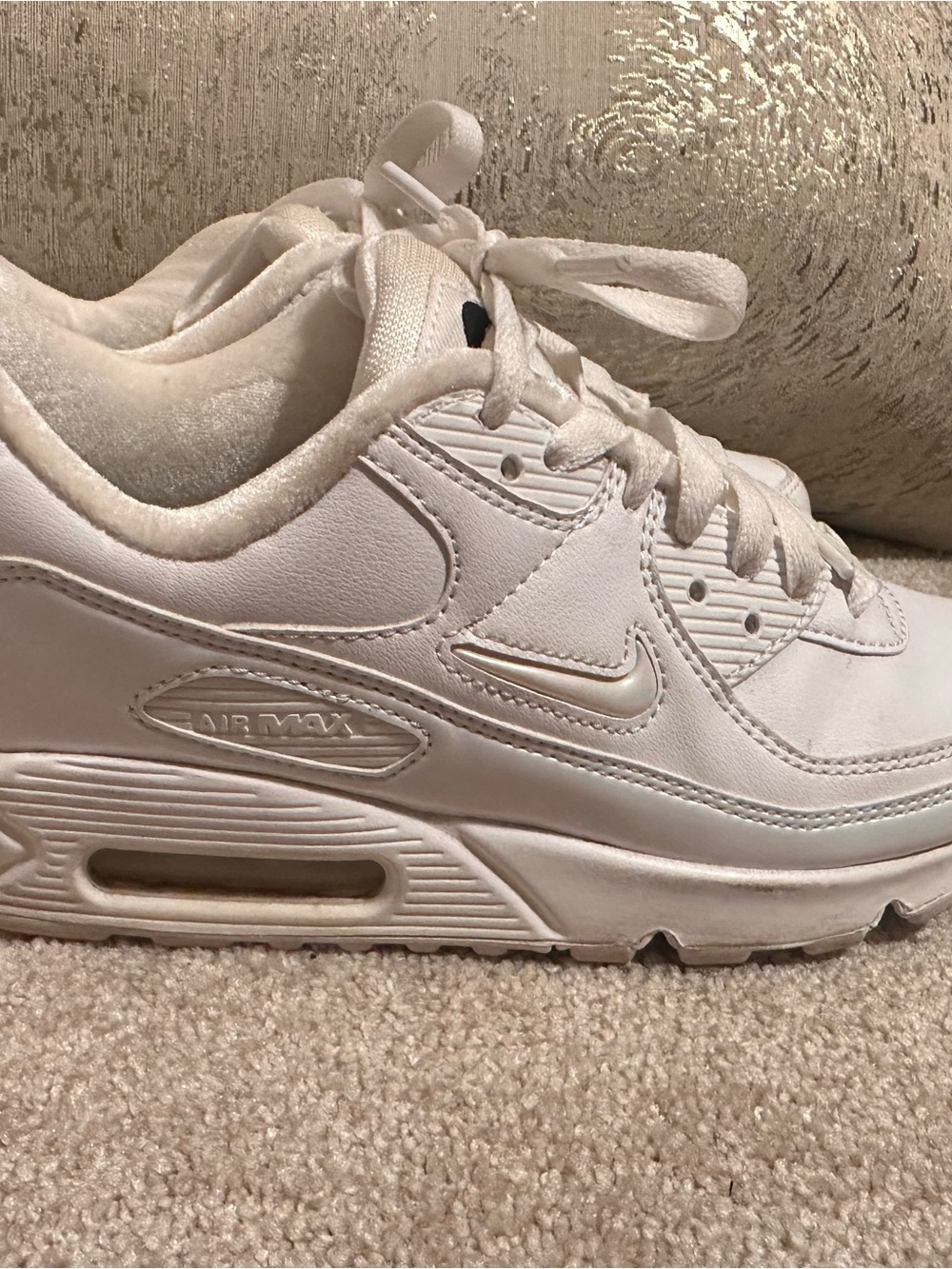 Nike Women's All-White Air Max Athletic Sneakers - Picture 3 of 5